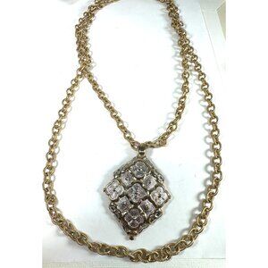 Vintage Necklace Hobe Pendant Moroccan Alhambra Double Chain Layered 28 in